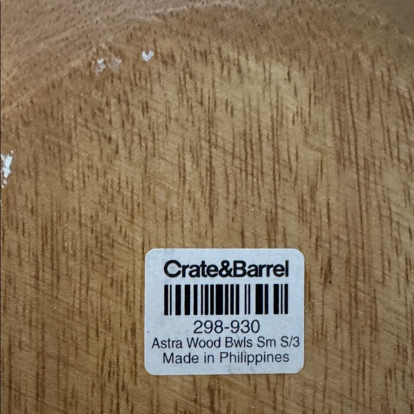 Crate&Barrel Set of Three Wooden Bowls - Picture 3 of 3
